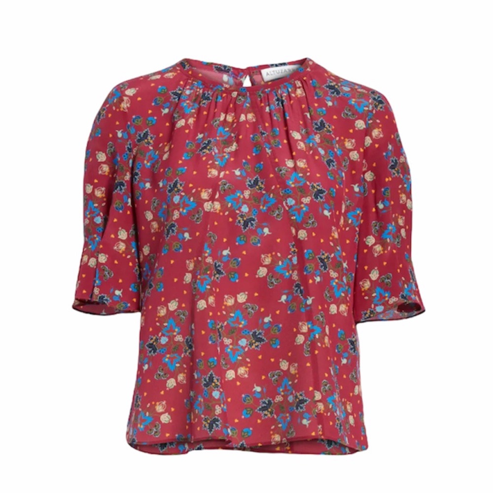 ALTUZARRA Floral Print Silk Blouse New Size 10